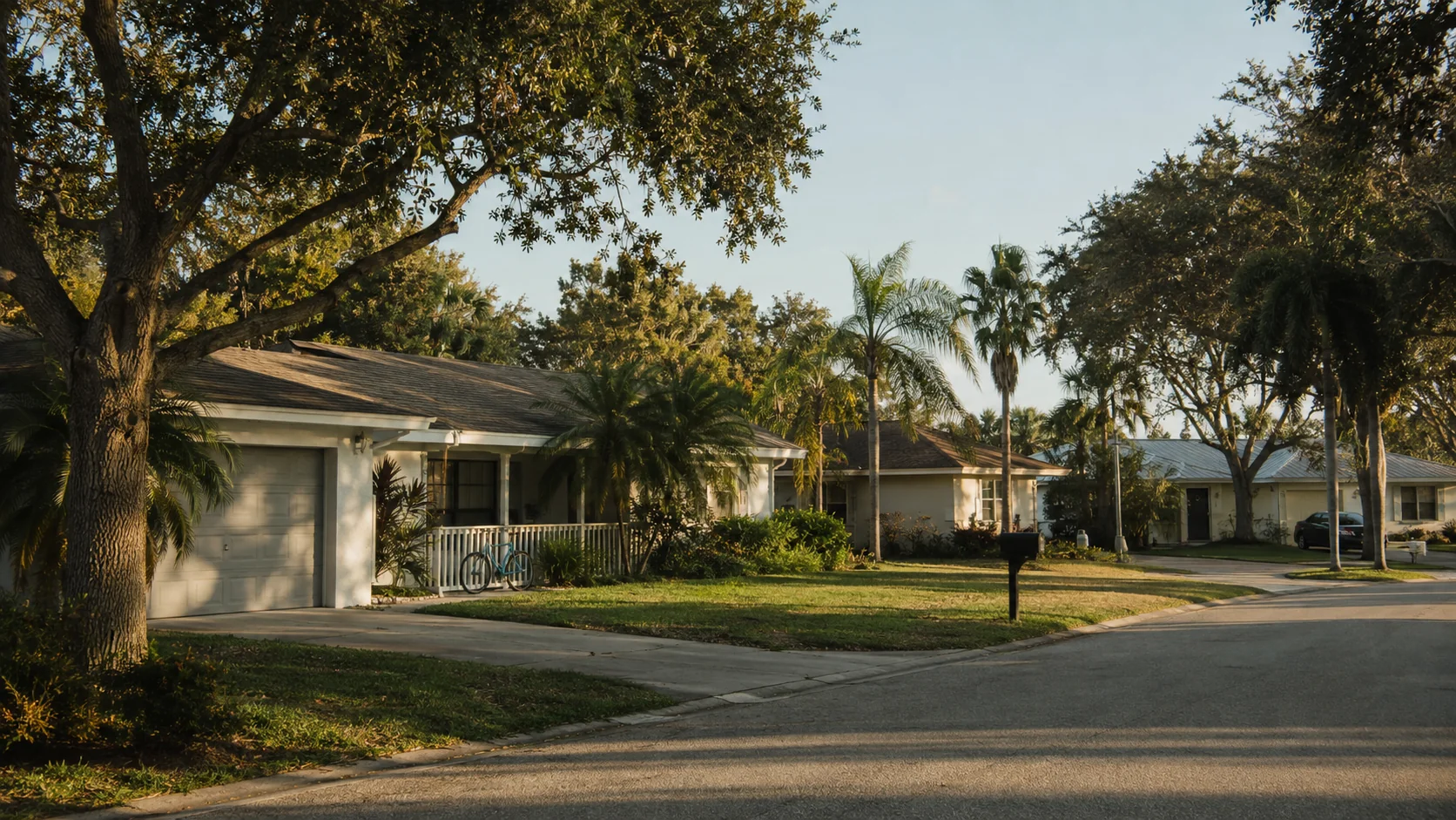 A quiet residential street in the Panama City Beach area